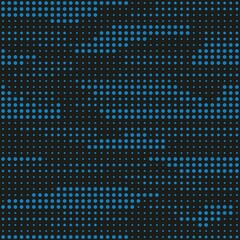 seamless print abstraction from krgs of different shapes. blue circles on a black background. mesh of circles for clothing or print or background © keni