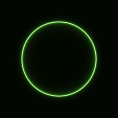 green neon circle. glowing circle on a black background. pink neon vector print.