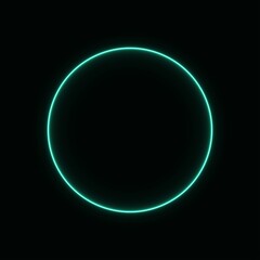 Obraz premium green neon circle. glowing circle on a black background. pink neon vector print.
