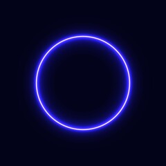 blue neon circle. glowing circle on a black background. pink neon vector print.