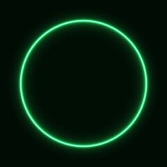 green neon circle. glowing circle on a black background. pink neon vector print.