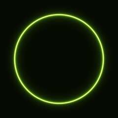 green neon circle. glowing circle on a black background. pink neon vector print.