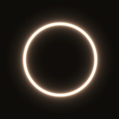 gold neon circle. glowing circle on a black background. pink neon vector print.