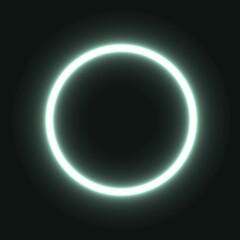 white neon circle. glowing circle on a black background. pink neon vector print.