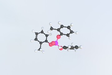 Molecule of tri-o-cresyl phosphate, isolated molecular model. 3D rendering