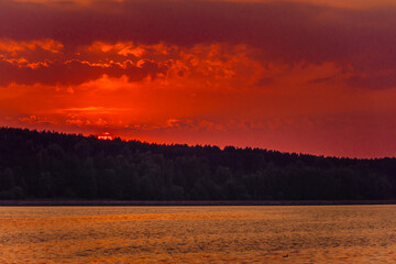 Beautiful sea on the dramatic sunset