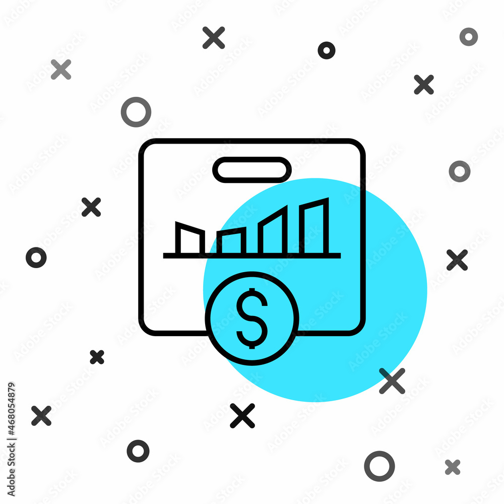 Poster black line kpi - key performance indicator icon isolated on white background. random dynamic shapes.
