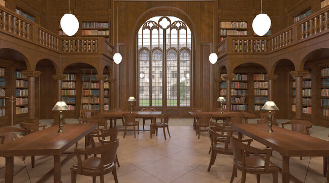 Victorian Library Room Interior 3d Illustration