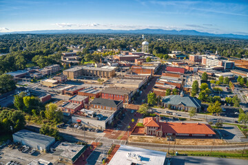 Aerial View of Downtown Greer, South Carolina - obrazy, fototapety, plakaty