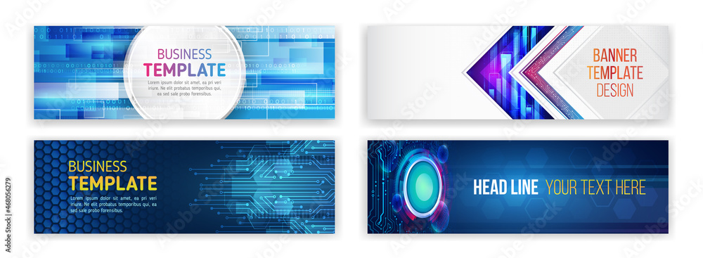 Wall mural set of modern banner templates for websites. abstract social media cover design. horizontal header w