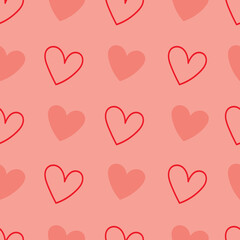 Cute Heart Doodle Seamless Repeating Vector Pattern