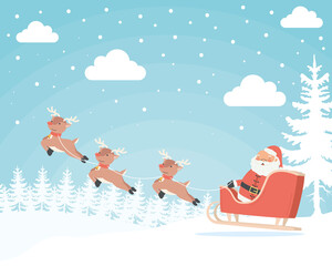 santa sleigh poster