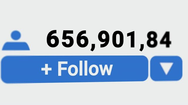 Followers Counter Quickly Increasing. 3D Animation Of User Interface With Numbers Reached 1 Million. Influencer's Social Media Popularity Growth. Web Success Concept