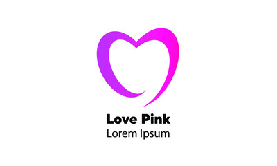 LOGO DESIGN FOR BEUTY ICON, 
VECTOR LOVE PINK LOGO WITH GRADIENT COLOR COMBINATION OF PINK AND PURPLE