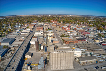 Aerial View of the Omaha Suburb of Fremont, Nebraska - obrazy, fototapety, plakaty