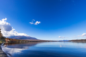 (山梨県ｰ風景)秋の山中湖畔と富士山３
