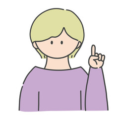 ポイントのポーズをしたの女の子のバストアップアイコンイラスト