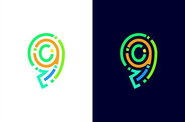 Number 9 digital logo with colorful line