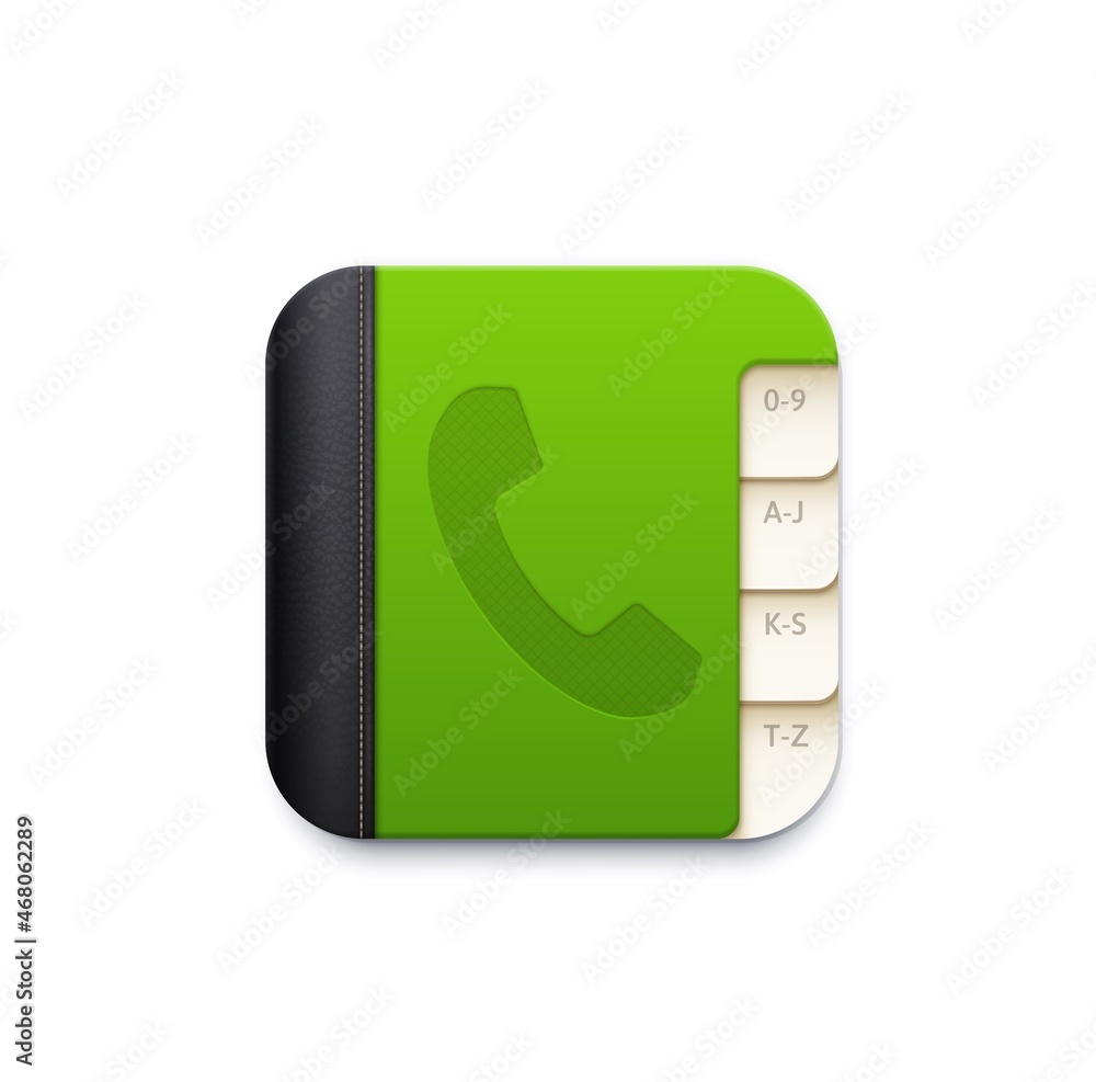 Poster phone book vector icon of contact app button. isolated 3d notebook of address book or telephone dire