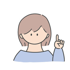 ポイントのポーズをしたの女の子のバストアップアイコンイラスト