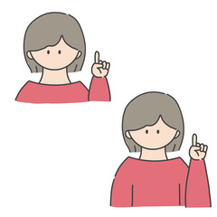 ポイントのポーズをしたの女の子のバストアップアイコンイラスト