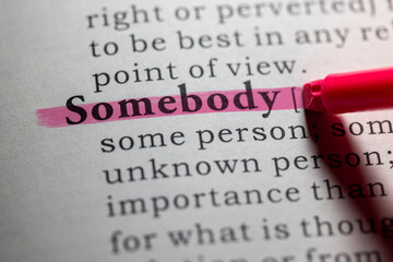 Obraz premium Dictionary definition of somebody