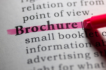 Obraz premium Dictionary definition of brochure