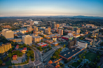 Fototapeta premium Aerial View of Knoxville, Tennessee during Dusk