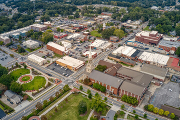 Aerial View of the Atlanta Outer Ring Suburb of Lawrenceville, Georgia