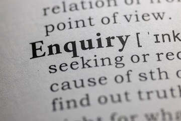 Obraz premium Dictionary definition of enquiry
