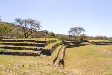 The view of an ancient city in Jalisco, Mexico. This place is named after the Guachimontones Tribes from the pacific side of Mexico