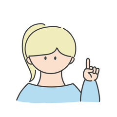 ポイントのポーズをしたの女の子のバストアップアイコンイラスト
