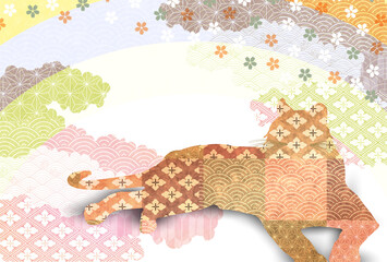 寅　年賀状　和柄　背景