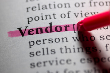 Obraz premium Dictionary definition of Vendor