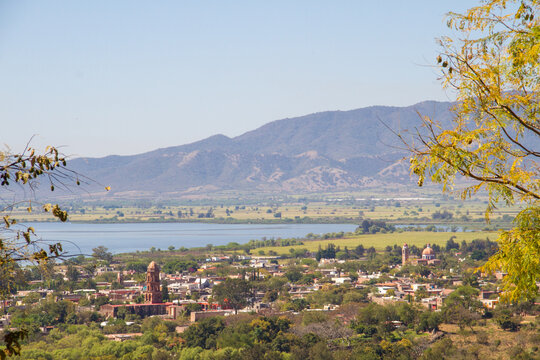 Landscape of the town of Teuchitlan in the state of Jalisco in Mexico