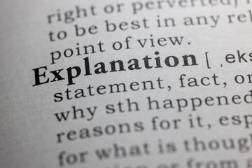 Dictionary definition of explanation