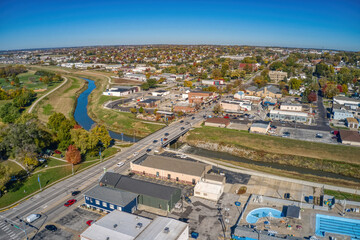 Aerial View of the Omaha Suburb of Papillion, Nebraska - obrazy, fototapety, plakaty