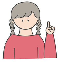 ポイントのポーズをしたの女の子のバストアップアイコンイラスト