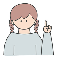 ポイントのポーズをしたの女の子のバストアップアイコンイラスト