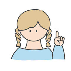 ポイントのポーズをしたの女の子のバストアップアイコンイラスト