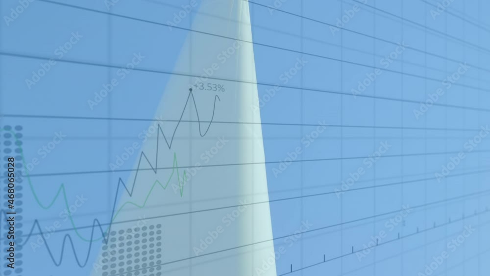 Poster Animation of data processing and engineer with wind turbine