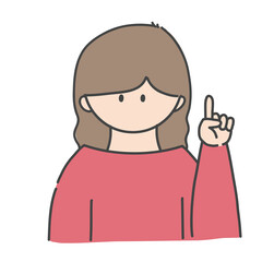 Obraz premium ポイントのポーズをしたの女の子のバストアップアイコンイラスト