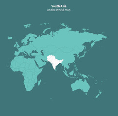 Fototapeta na wymiar South Asia vector map. world map by region.