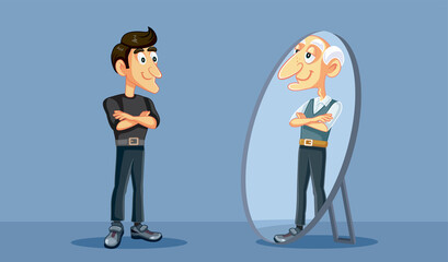 Adult Man Gracefully Aging Concept Vector Illustration