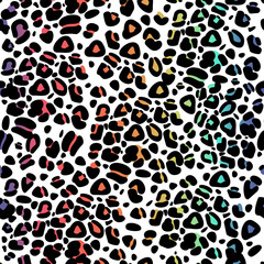 Vector illustration with rainbow-colored spotted gradient. Bright gradient leopard pattern on white background