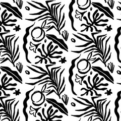 Vector pattern with hand drawn illustration with still life with floral elements . Creative artwork. Template for card, poster, banner, print for t-shirt, pin, badge, patch.