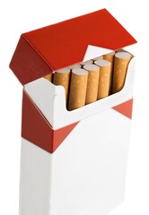 Open pack of cigarettes, smokes concept