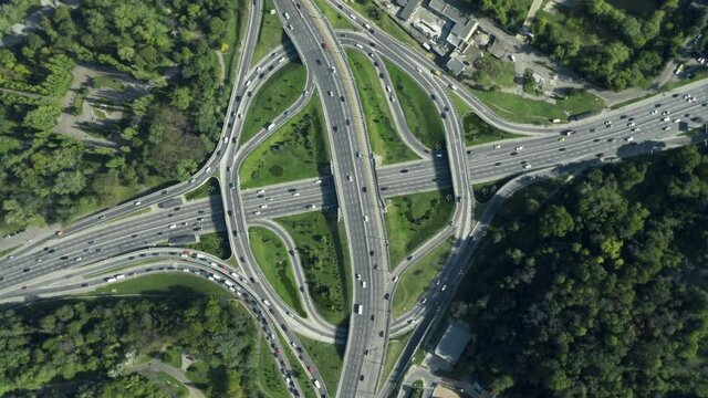 Spectacular Shot Turning Overhead of Road Junction