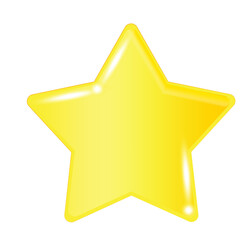Yellow star in cartoon style. Doodle style. Winner award. Vector illustration. Stock image.