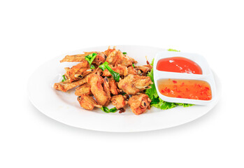 Fried chicken wings with sauce